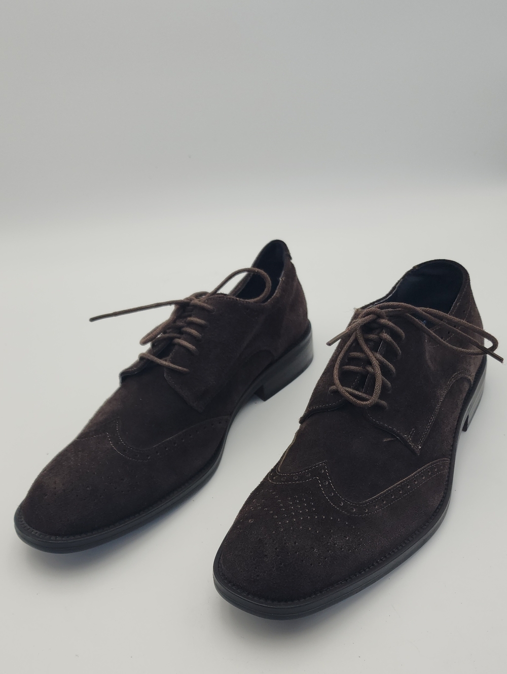 Joseph Abboud Men's Dark Brown Suede Wingtip Brogues Size 9.5